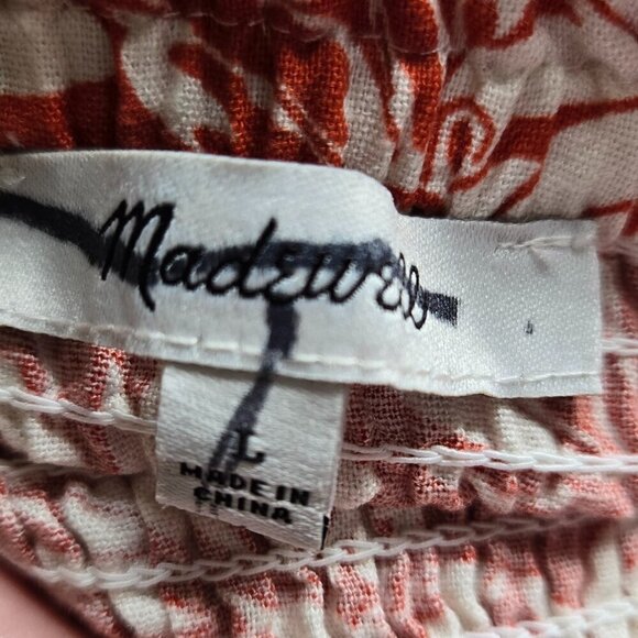 Madewell Floral Linen Puff Sleeve Wrap Top S Peasant Y2K Cottagecore Milkmaid - Picture 5 of 8